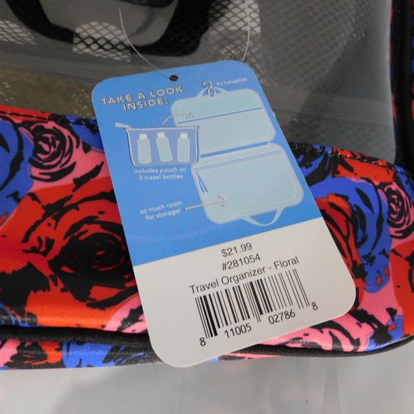 NWT Floral Makeup Travel Organizer w/Travel Bottles - Picture 4 of 4